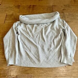 Leith Women’s Ribbed Knit Fold Over Sweater Grey Size 1X NWT